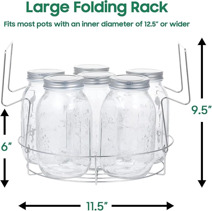 Stainless Steel Canning Pot with Rack and Lid, Large Water Bath Canner, Full Home Canning Supplies Starter Kit (20 Quarts, Green)