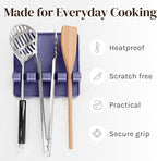 Silicone Spoon Rest for Stove Top with Drip Pad (Two Pack) - Heat Resistant BPA Free Utensil Rest & Spoon Holder for Kitchen Counter - Grill Utensil Holder - Spatula Holder, Tongs, Ladle - Purple