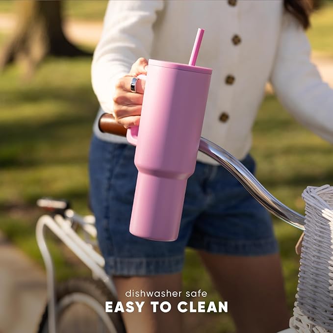 Simple Modern 4th of July 40 oz Trek Tumbler with Handle and Straw Lid | Cup Holder Friendly Insulated Stainless Steel Travel Mug | Stars Navy