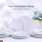 Webbylee 12-Pieces Melamine Dinnerware Set - Unbreakable Plates & Bowls Set for 4, Lightweight Kitchen Dishes Idear for Camping, Picnic, Party,White & Grey