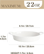 MALACASA Small Casserole Baking Dishes for Oven, Ceramic Oval Baking Dish Sets of 4, 8" x 5" Inch Au Gratin Baking Pans with Handles for Roasting, Lasagna, Pie, Baking Meat & Vegetables, White