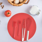 KooMall 12 10 8 Inch Multi-use Microwave Mat, Trivet, Pot Holders, Drying, Baking, Place Mat, Utensils Rest, Silicone Cover Pad for Hot Pot Pans Bowls Plates Dishes Kitchen Counter, Heat Resistant,Red