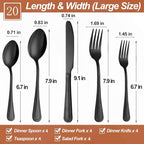 20 Pcs Black Silverware Set for 4 with Pearled Edge Handle design, Food Grade Stainless Steel Flatware Set, Eating Utensils Sets Include Fork/Knife/Spoon, Reusable Cutlery Set, Dishwasher Safe