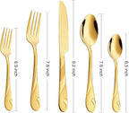 Gold Silverware Set for 6, 30-Piece Stainless Steel Flatware Set, Shiny Gold Metal Cutlery Set, Include Spoon, Fork and Knife Set, Dishwasher Safe