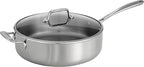 Tramontina Tri-Ply Clad Stainless Steel 6-Quart Saute Pan with Glass Lid, Induction-Ready Cooking Pan, Dishwasher-Safe, NSF-Certified