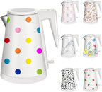 1.2L Double Wall Stainless Steel Interior Water Boiler, Cordless, 1000W Fast Boil with LED Light Coffee Pot & Tea Electric Kettle, Auto Shut-Off and Boil-Dry Protection (Colorful Dots)