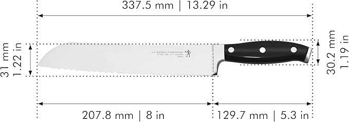 HENCKELS Forged Premio 8-inch Bread Knife, Black/Stainless Steel