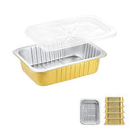 9"x 6.5" Sturdy Aluminum Foil Pans with Lids (5 Pack), 2X Thicker Heavy Duty for Oven Stove Grill Microwavable Cooking, Baking, Reusable Dishwasherable Disposable Pot, Container 47oz