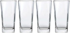 Home Essentials & Beyond Highball Glasses 16 Oz. Set of 4 Tall Square Glass Cups Premium Quality Beverage Cooler Glassware. Uses for Bar Glasses, Water, Juice, and Cocktails.