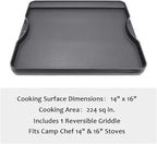 Utheer Reversible Grill Griddle for All Camp Chef 14" & 16" Stoves Cast Iron Griddle, for Camp Chef Explorer 2-Burner Stove,3-Burner, Single Burner Outdoor Stove, 1 Pack
