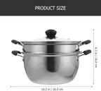 2-Tier Stainless Steel Steamer Pot, 10'' Steamer Pot with Lid and Handle, Multipurpose Stove Top Cookware for Vegetable, Dumpling, Soup, Dim Sum