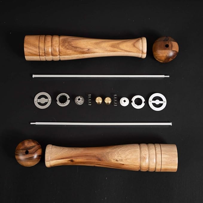 Salt and Pepper Mill Set, Pepper Grinder with Adjustable Stainless Steel Grinder, Salt Grinder with Ceramic Grinder, Acacia Wood, Height 30 cm / 12 inch