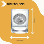 Heritage Pewter Racehorse Double Old Fashion | Double Rocks Glass 14 OZ for Liquor | Expertly Crafted Pewter Glass