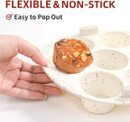 GOKCEN's Silicone Egg Bite Molds [2 Pack] Air Fryer Accessories - Fit Air Fryer 5,6,8 qt Pressure Cooker - Food Freezer Tray - Reusable Storage Container (Round - Confetti)