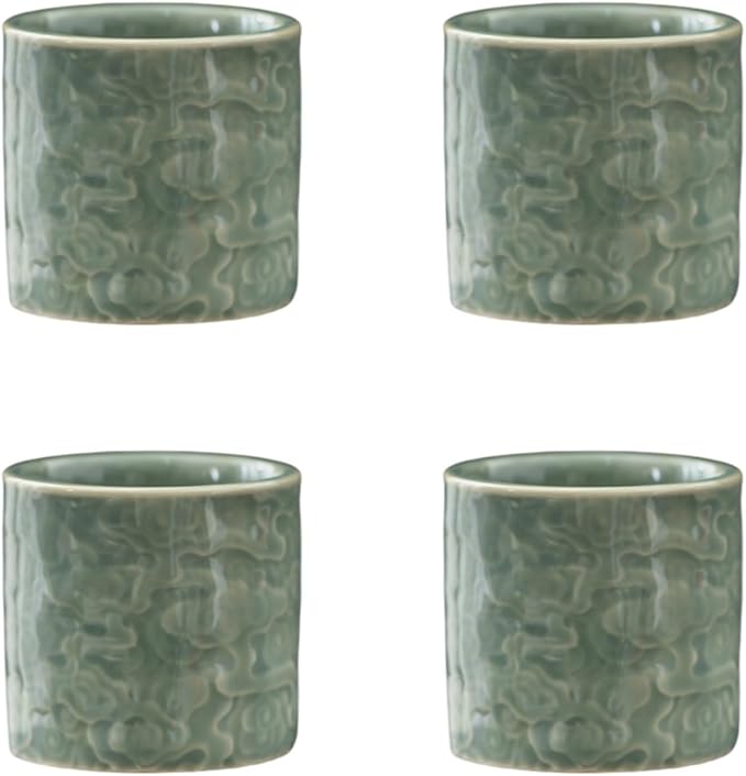 Ceramic Espresso Cups Set of 2 or 4-3oz Demitasse Cups for Coffee & Tea, No Handles, Durable & Dishwasher Safe ((green, 4)
