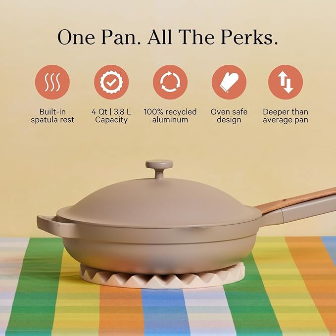 Our Place Large Always Pan 2.0-12.5” (4 Qt) Nonstick, Toxin-Free Ceramic Cookware | Patented 10-in-1 Aluminum Frying & Sauté Pan | Safe for Oven, Induction & All Cooktops up to 450°F | Steam