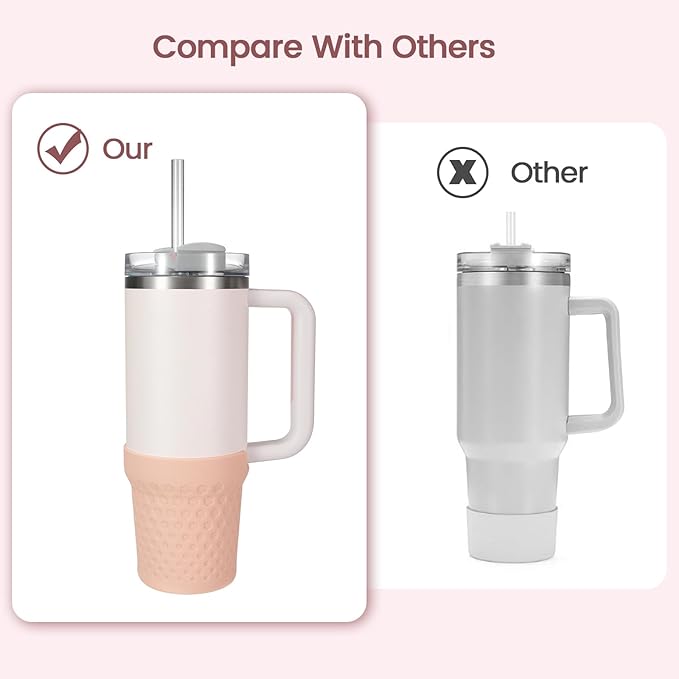 Silicone Boot for Stanley, Cup Bottom Protector Sleeve Accessories for Stanley Quencher H2.0 FlowState Tumbler 40oz / Stanley Adventure Quencher Tumbler 40oz (Pink)