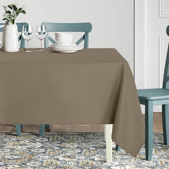 sancua Square Tablecloth - 54 x 54 Inch - Stain and Wrinkle Resistant Washable Polyester Table Cloth, Decorative Fabric Table Cover for Dining Tables, Buffet Parties and Camping, Taupe