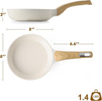 SENSARTE Ceramic Nonstick Frying Pan Small Skillet 8/9.5/11/12.5Inch Non Stick Omelet Pan, Non-toxic Kitchen Cooking Chef's Pan, Free of Intentionally Added PFOA/PFAS/PTFE, Induction Compatible, White