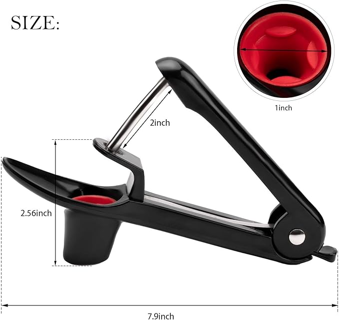 Cherry Pitter - Ordekcity Stainless Steel Cherries Corer Pitter Tool with Hand-held Push Design, Save Time & Space for Making Cherry Jam with Lock Design(Black)