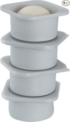 PLUS 1000ml Pizza Dough Proofing Containers for DIY family Artisan Pizza, Food Grade Silicone Stackable Boxes with Lids, Freezer, Fridge, Dishwasher Safe,4sets (Gray)