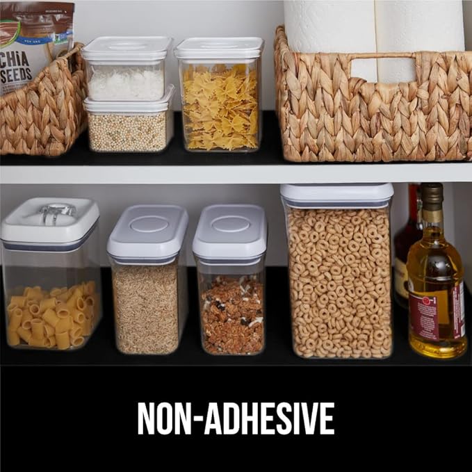 GORILLA GRIP Slip Resistant Drawer and Shelf Liner 2 Pack, Non Adhesive Water Resistant, Easy Clean and Trim, Smooth Surface Liners for Kitchen Cabinet, Shelves, Drawers Pantry, 17.5 IN x 20 FT, Black