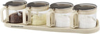 TENTA TENTA KITCHEN Gourmet Seasoning Box with Serving Spoons, Spice Jar Set Condiment Cruet Bottle, Kitchen Supplies,Nice Design for Kitchen (glass)
