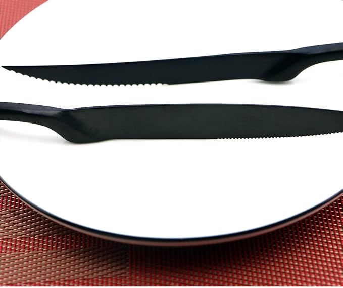 24-Piece Flatware Set,Extra Thick Heavy Duty - 18/10 Stainless Steel Cutlery Sets,High Matte Black Finish Silverware Flatware Sets Service for 4,Use for Home,Kitchen Utensil Sets