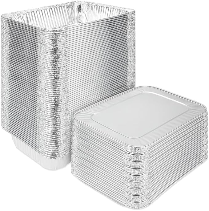 Ruthy's Outlet Disposable Aluminum Foil Pans, Half Size Steam Table Deep, 30 Pack, Silver, 2.5 Inches Deep (20 Pack/w Lids)