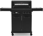 4-Burner Propane Gas Grill, 50,000 BTU Heavy Duty Outdoor BBQ Grill with Side Burner, Cast Iron Cooking Grates & Griddle for Backyard Barbecue