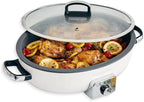 GreenPan Elite 5.5QT Electric Oval Skillet, PFAS-Free Ceramic Nonstick, 1800 Watt, Dishwasher Safe Lid & Removable Crock, Adjustable Temp Control Multi-Cooker, Sear, Sauté, Rice, Stir-Fry, Cream White