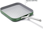 Caraway Square Grill Pan - 11” Grill Pan - Non-Stick Ceramic Coated - Non Toxic, PTFE & PFOA Free - Oven Safe & Compatible with All Stovetops - Sage