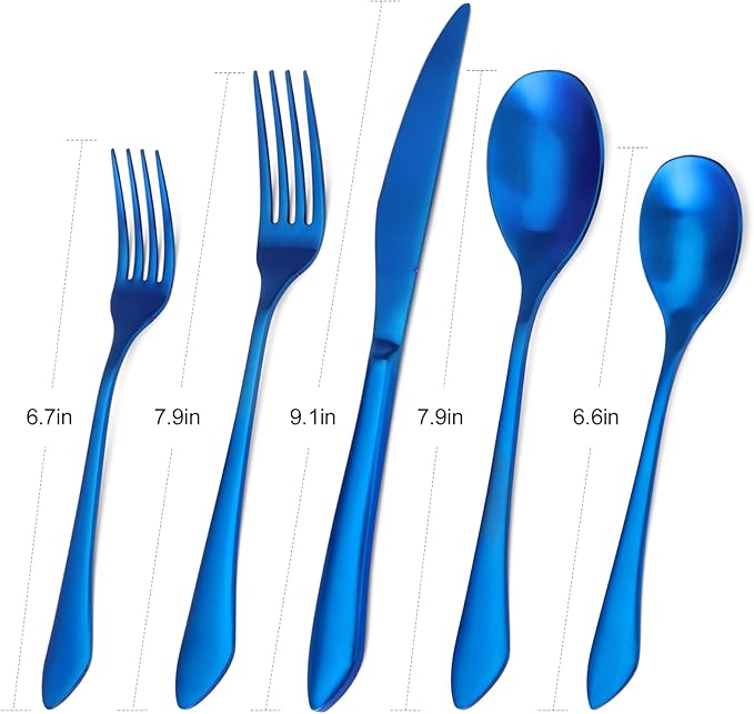 Matte Blue Silverware Set, 20-Piece Stainless Steel Flatware Set Service for 4, Satin Finish Tableware Cutlery Set for Home and Restaurant, Dishwasher Safe