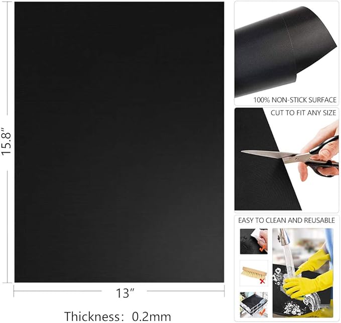 Foldable BBQ Fish Grill Basket with 430 Stainless Steel, Grill Set Includes: a Reusable Grill mat and a basting Brush.