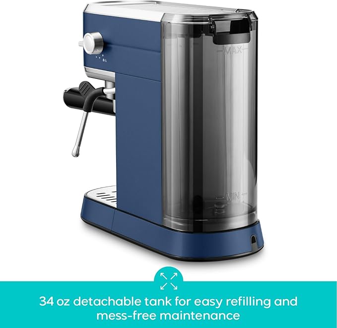 CASABREWS Espresso Machine 20 Bar, Professional Espresso Maker with Milk Frother Steam Wand, Espresso Coffee Machine with 34oz Removable Water Tank, Gift for Coffee Lovers, Coffee Gift, Sapphire Blue