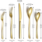 Berglander Gold Silverware Set 60pcs Service for 12, Golden Titanium Plating Stainless Steel Flatware Set, Gold Spoons Forks Knives Set for Home, Wedding, Restaurant, Hotel, Dishwasher Safe