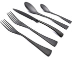 Black Tableware 20Pcs Mirror Polished 18/10 Stainless Steel Luxury Flatware - Heavy Cutlery Set Service For 4 Include Knives/Forks/Spoons/Salad Fork/Teaspoon, Dishwasher Safe