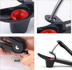 2 Packs Cherry Pitter Tools, Cherry Seed Core Remover Olives Pitter Tool, Stainless Steel Cherries Corer with Space-Saving Lock Design (Black & Green)