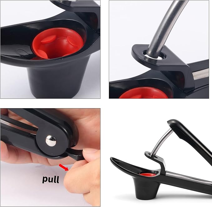 2 Packs Cherry Pitter Tools, Cherry Seed Core Remover Olives Pitter Tool, Stainless Steel Cherries Corer with Space-Saving Lock Design (Black & Green)