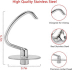 Stainless Steel Dough Hook for KitchenAid 4.5-5 Quart Tilt-Head Stand Mixers, Dishwasher Safe Metal Kneading Bread Hook Attachment for Kitchen Aid