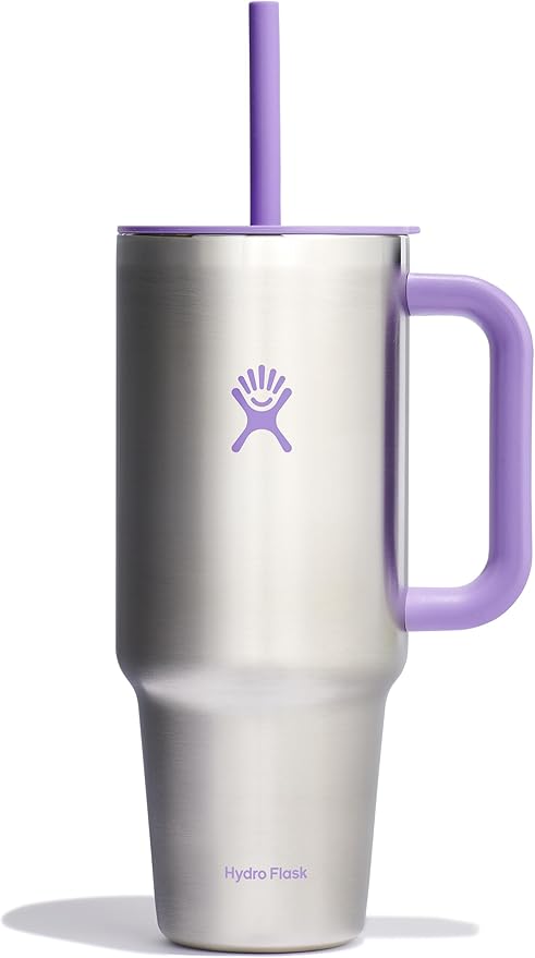 Hydro Flask 40 Oz Travel Tumbler with Handle, Lid and Straw - Insulated Stainless Steel in Stainless Steel Violet