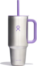 Hydro Flask 40 Oz Travel Tumbler with Handle, Lid and Straw - Insulated Stainless Steel in Stainless Steel Violet