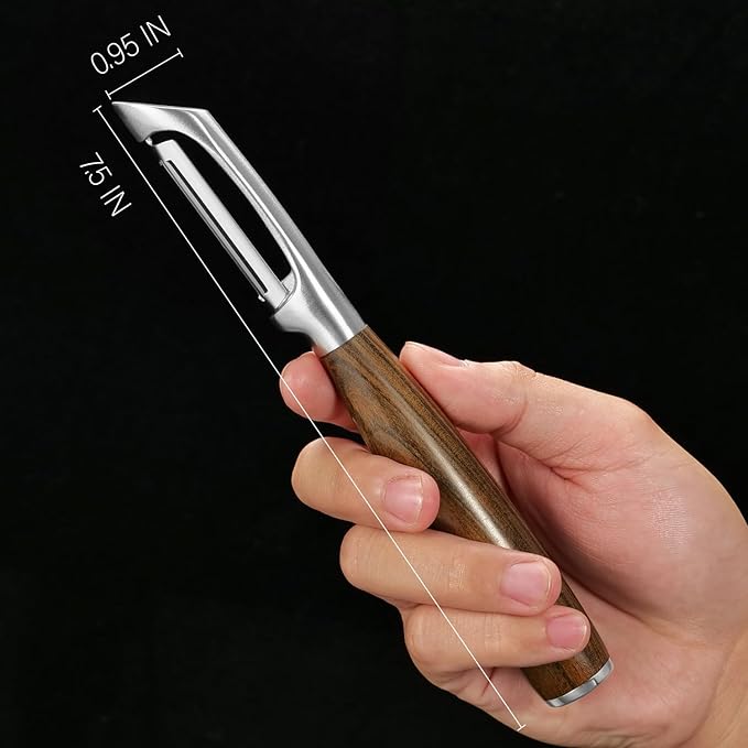 Premium I Type 304 Stainless Steel Multifunctional Kitchen Peeler Real Wood Handle Ultra Sharp Blade Vegetable Potato Apple（Agarwood）