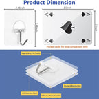 Adhesive Wall Hooks for Hanging Heavy Duty Towel Coat Hooks Waterproof Transparent Hook for Bathroom Shower Kitchen Keys Door Outdoor Home Improvement Utility Hook 8 Pack
