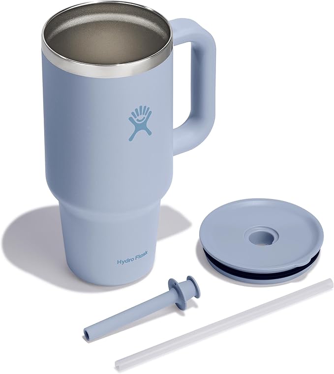 Hydro Flask 32 Oz Travel Tumbler with Handle, Lid and Straw - Insulated Stainless Steel in Surf
