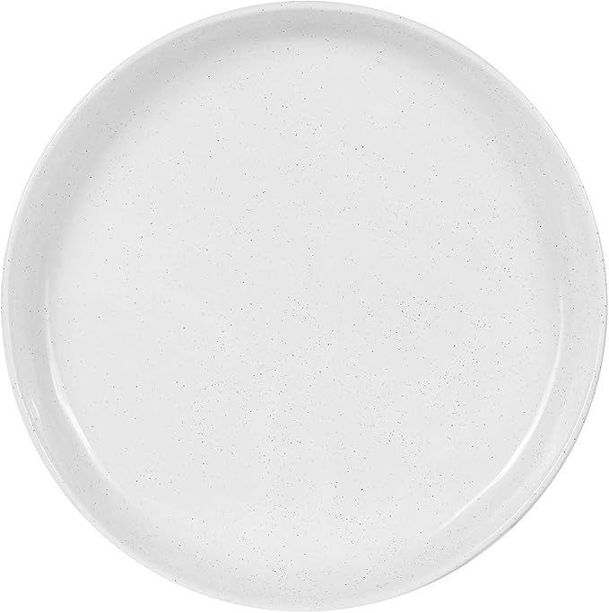 4 Piece Stoneware Plate Sets, White Ceramic Dinner Plates, 10 Inch Modern Porcelain Serving Plates, Scratch Resistant, Microwave&Dishwasher Safe,White(Brown Bottom)