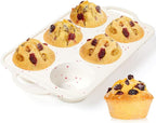 Jumbo Muffin Pan, Metal Reinforced Frame 3.5 Inch Large Silicone Cupcake Pan 6 Cups Large Muffin Pan with Handle Nonstick Jumbo Muffin Tin for Baking Giant Homemade Muffins, Frittatas 1 Pack