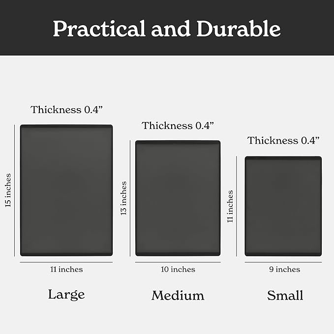 SMIRLY Plastic Cutting Board Set 3 Pieces, Non-Slip Dishwasher Safe Chopping Boards for Kitchen, Dark Grey