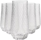 Pack Ribbed Ripple Stemless Toasting Glasses, Origami Durable 9 Oz BPA-Free Disposable Plastic Champagne Flutes for Weddings, Bars, Events, and Celebrations (48, Hammered Diamond Clear)