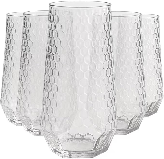 Pack Ribbed Ripple Stemless Toasting Glasses, Origami Durable 9 Oz BPA-Free Disposable Plastic Champagne Flutes for Weddings, Bars, Events, and Celebrations (48, Hammered Diamond Clear)